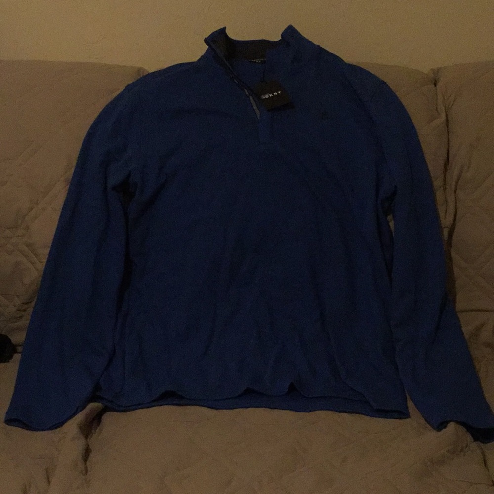 DKNY Men’s Textured Knit Quarter Zip Fleece Size L